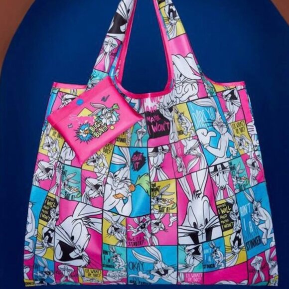 LOONEY TUNES Cartoon Rabbit Printed Foldable Tote Bag, XL (NWT) - Picture 1 of 3